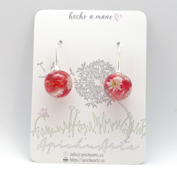 Pendientes y collar de flores secas (rojas) - Imagen 5